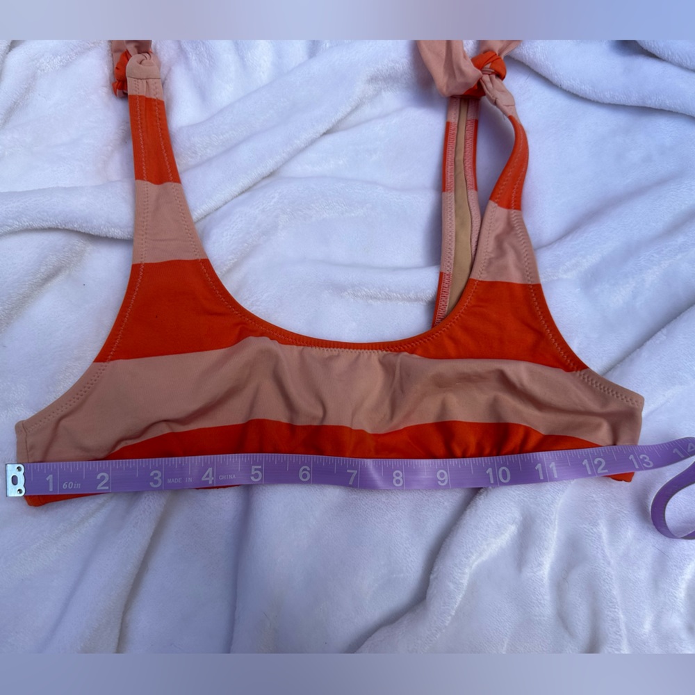 J Crew Playa tie strap bikini top in peach orange. Size small - Picture 5 of 6